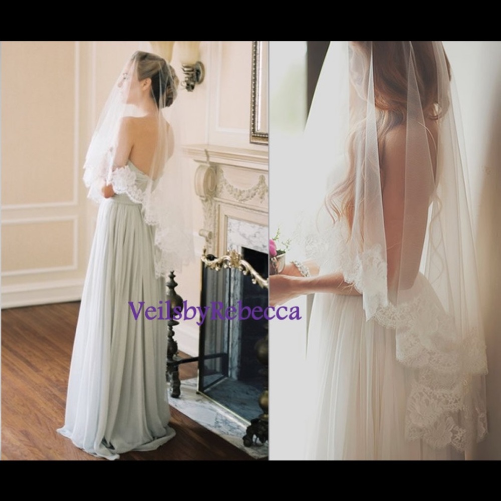 Drop Fingertip Lace Veil